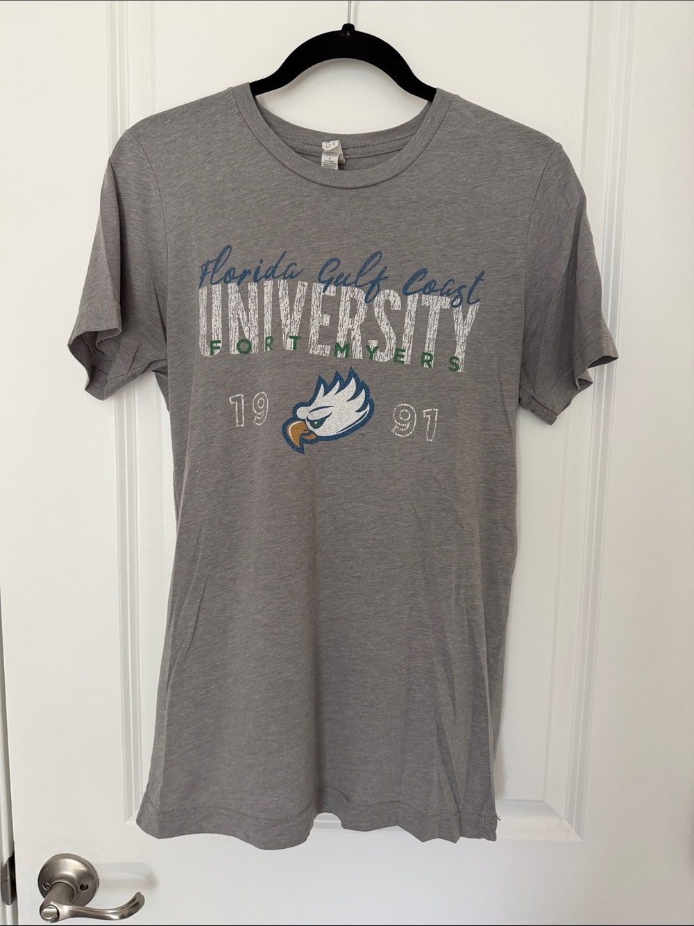 Bella Canvas Gray Florida Gulf Coast University Tee with Blue & Green Accents